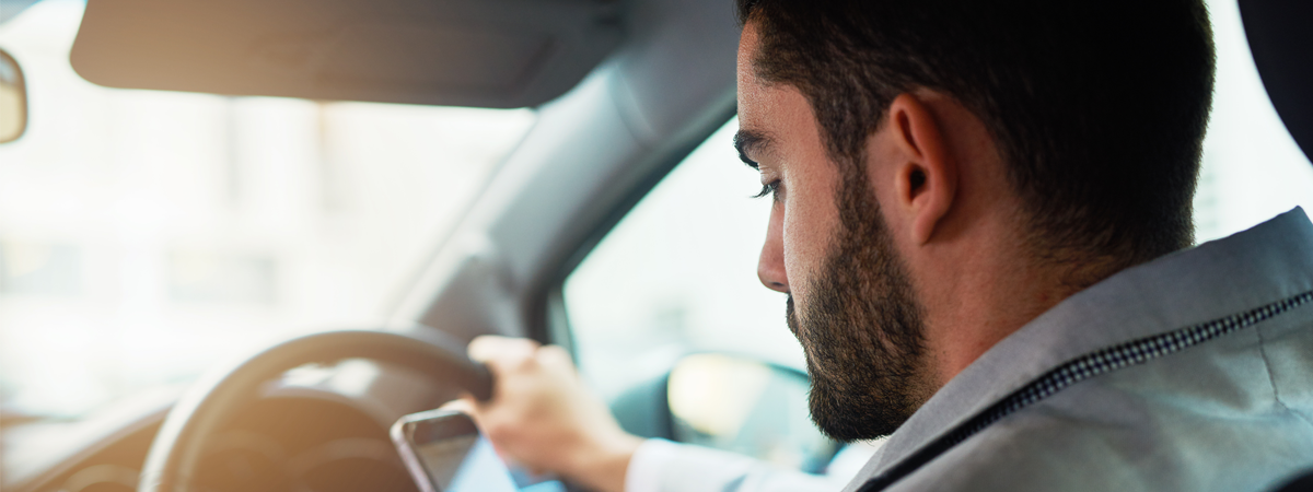 Man texting and driving 