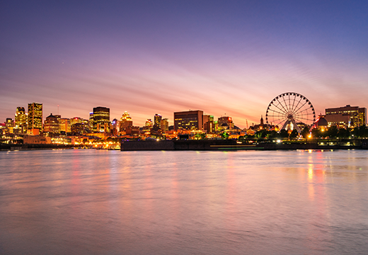 Montreal skyline at sunset