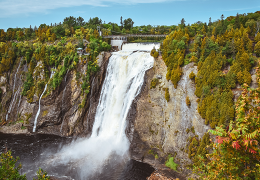 Montmorency Falls on a sunny fall day. Quebec, Canada