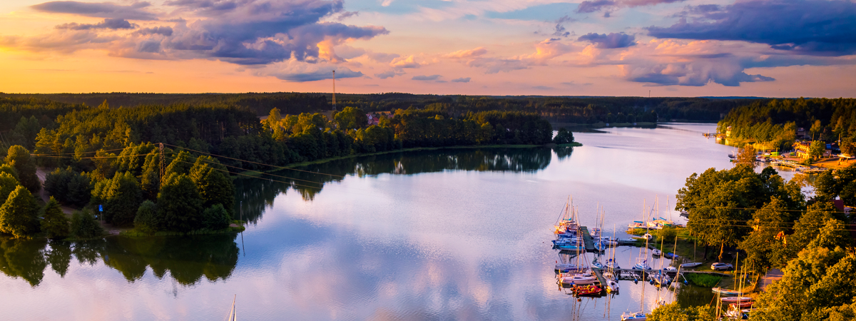 Vacations in Poland - Sunset over the Golun lake, Kaszuby land, Pomorskie province