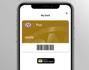 CAA My Card loaded in-app to display Membership number, level and bar code.