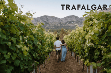 Couple touring vineyards