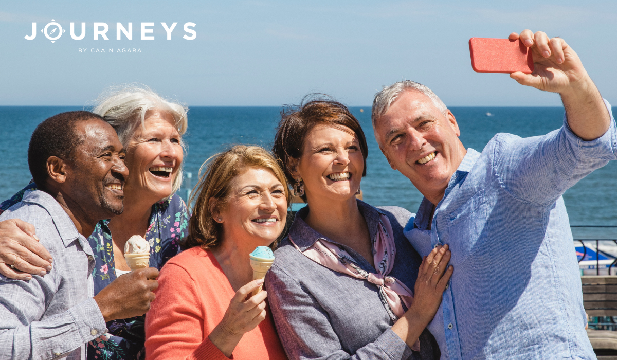 Group eating ice cream taking a picture